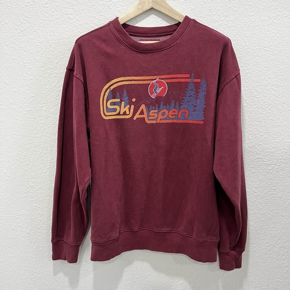 Aeropostale Aspen Colorado Crewneck Sweatshirt Pullover Red Maroon Medium